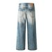 Washed Denim Jeans For Men Loose Wide-Leg Straight Long Gradient Distressed Ripped Pants Street Fashion Punk_mkmklike.com