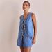 Summer Fashion Casual Sleeveless Lace Up High Waist Women's Vest Denim Suit Shorts_mkmklike.com