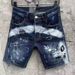 Men's Clothing Men's Style Slim Fit Stretch Denim Shorts Mid-Length With Letter Print Patchwork And Ripped Details Summer Thin Five Point Shorts_mkmklike.com