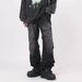 Men's Retro American Pleated Straight Leg Jeans Trendy High Street Style Slimming Distressed Washed Trousers_mkmklike.com