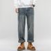 New Spring Jeans Men's Harlan Fit Loose Double Craft Retro Washed Tide Brand Youth Middle Waist Large Size_mkmklike.com