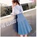 Denim Summer 2025 New Korean Edition Small Fresh Medium Long College Style Half Length Skirt Strap Dress_mkmklike.com