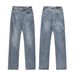 G American Retro Street Washed Blue Design Straight Through Slim Men's Denim Trousers_mkmklike.com