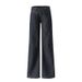 Dark Blue Low Rise Raw Denim Jeans Women's Retro Washed Casual Wide Leg Straight Leg Jeans No Waistband Design For Autumn Winter Style_mkmklike.com