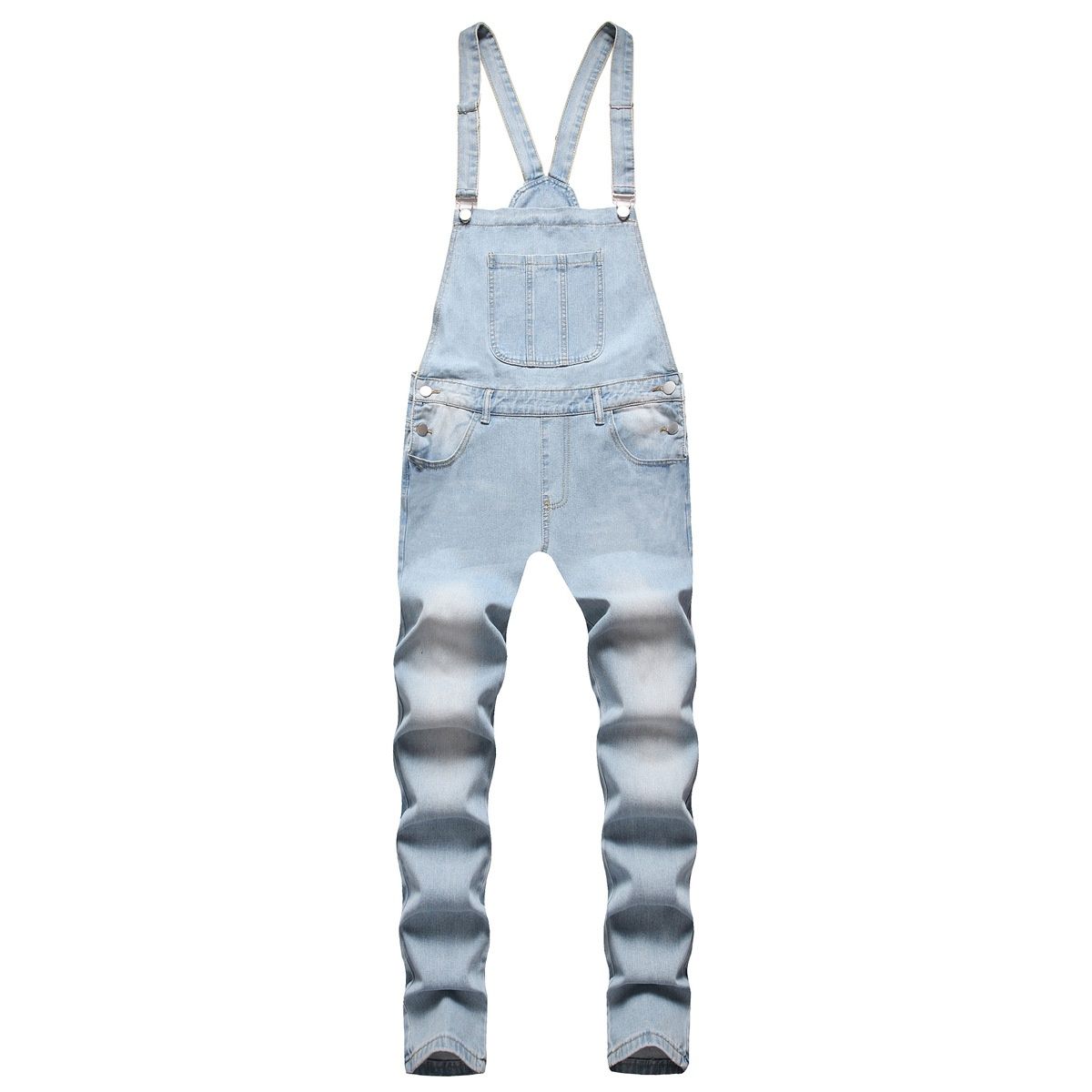 Pure 2024 Fashion Men's Suspender Denim Jumpsuit Ripped Jeans Long Pants_mkmklike.com