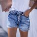 New Super Hot Elastic Hole Ladies Jeans Shorts Straight Washed Mid Waist Women's Denim Pents Five Point Shorts Casual Pants_mkmklike.com