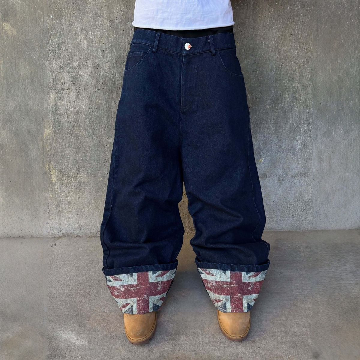 Men's Clothing High Street Straight Leg Jeans Midweight Polyester Printed Loose Trousers Floor-Length Trendy_mkmklike.com
