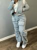 Women's Clothing Stretch Denim Fabric Trousers Fashion Three Dimensional Multi Pocket Workwear Style Clothing_mkmklike.com