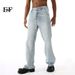 Men's Clothing 2025 New Arrival Light Blue Cleanfit Casual Washed Micro Flared Jeans Loose and Versatile_mkmklike.com