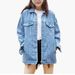 Vintage Washed Denim Jacket For Women - Distressed Loose Fit Casual Coat With Long Sleeves (Light Blue, Dark Blue, Black Gray)_mkmklike.com