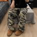 Men's Loose Tactical Camouflage Casual Pants High Street Retro Straight Leg Wide Leg Washed Work Jeans Floor Length Trendy_mkmklike.com