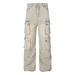 Men And Women Fashion Jeans Cargo Multi-Pocket Decorative Casual Straight Wide-Leg Pants High Street Hip-Hop_mkmklike.com