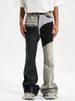 Men's Clothing High Street Stitching Contrast Color Coating Style Trendy Casual Loose Leg Lengthening Waxed Flared Jeans_mkmklike.com