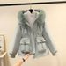 Women's Clothing Horn button parka women's autumn and winter new slim down cotton jacket fashionable plus velvet thick fur coat_mkmklike.com