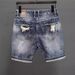Men's Slim Fit Stretchy Denim Shorts Summer Trendy Ripped Patch mid Length Casual Versatile Five Point Online Popular_mkmklike.com