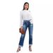 Factory direct sales 23 years of foreign trade, European and American cross border new style urban casual washed women's straight denim pants 3203_mkmklike.com