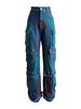Women's Clothing Style Women's Trendy Denim Overalls Elastic Fabric Wide Version Spray Color With Multi Pockets Straight Fit_mkmklike.com