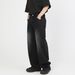 Korean Style Distressed Washed Wide Leg Jeans For Men, Loose Fit Straight Denim Pants, Retro Vintage Slimming Casual Trousers_mkmklike.com