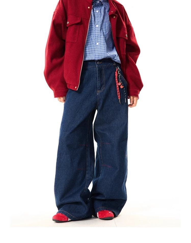 Vintage Men's Jeans - Relaxed Fit High Waist Straight Leg Denim Pants For Casual Wear Fashion Trends_mkmklike.com