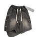 Men's Trendy Button down Denim Shorts High Street Style Loose Fit Summer High Waist American Retro Five Point Pants_mkmklike.com