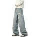 American High Street Ripped Jeans Men's Spring Fashion Brand Wide Curved Knife Break Hip Hop Loose Straight Leg Pants_mkmklike.com