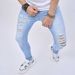 Stylish Men's Slim Fit Stretch Denim Jeans With Distressed Details - Comfortable & Trendy For Casual Wear_mkmklike.com