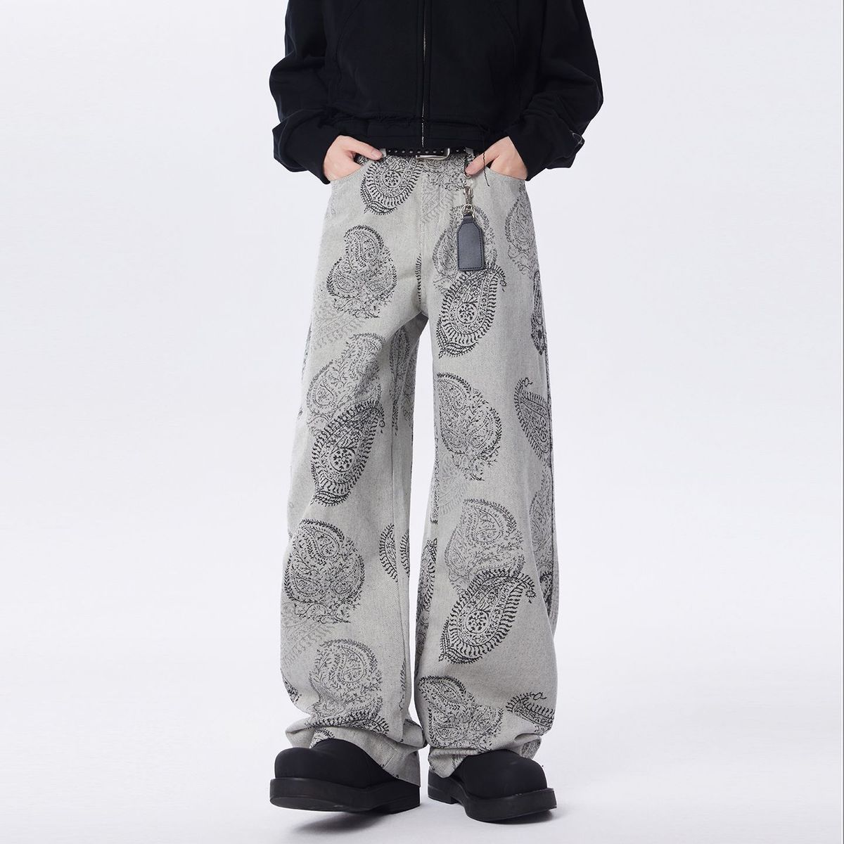 Tall Extended Version American Pattern Jeans Men's Retro Dotted Line Trendy Men's Pants Ruffian Handsome Jeans_mkmklike.com