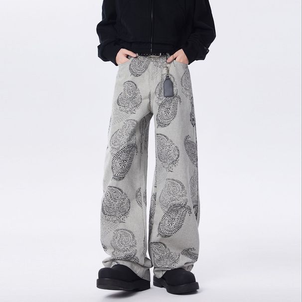 Tall Extended Version American Pattern Jeans Men's Retro Dotted Line Trendy Men's Pants Ruffian Handsome Jeans_mkmklike.com