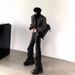 Men's Clothing Pleated Bell Bottoms Niche Design Heavy Washed Black And Gray Jeans_mkmklike.com