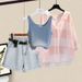 Women's Clothing Summer Wear For Women New Sun Protection Shirt Slim Vest Fashion Casual Denim Shorts Three Piece Set_mkmklike.com