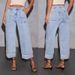 Stretchy High-Waisted Wide-Leg Jeans For Women – Comfortable & Stylish Denim Pants With Wash Effect, Perfect For Casual & Office Wear_mkmklike.com