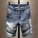 Men's Retro Washed Ripped Patch Denim Shorts Loose Straight Leg Casual Summer Pants American Style Five Point_mkmklike.com