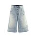 Men's Clothing Summer Washed Blue Retro High End Worn Design Men's Loose Cropped Jeans_mkmklike.com