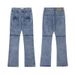 Men's Retro Blue Jeans Trendy Brand Zipper Design Detachable Niche Design Straight Trousers Trendy_mkmklike.com