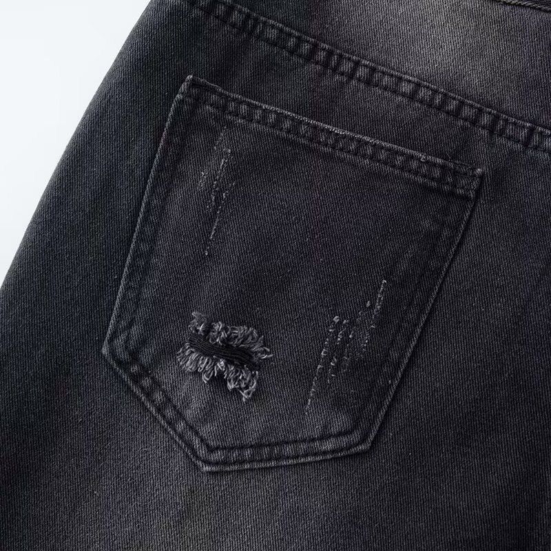 "Men's Retro Washed Blue Flared Jeans - High Street Ripped Denim With Vintage Appeal"_mkmklike.com