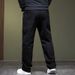 Plus Size Fleece Lined Thickened Straight Leg Jeans Men's Loose Fit Long Trousers Autumn Winter Plus Size Black Jeans_mkmklike.com