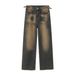 EF JEANS | 2023 New Product Straight Hong Kong Style Retro Old Rust Earth Color Rough Edge Denim Trousers For Men And Women_mkmklike.com