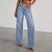 Women's Clothing Fashion Retro Raw Edge Women New High Waist Straight Leg Side Seam Stitching Frayed Denim_mkmklike.com