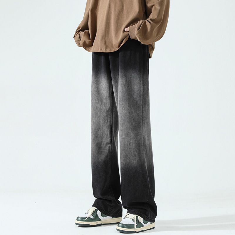 Nordmann Gradient Color Jeans Men Straight Loose Wide Leg Casual Autumn Winter American High Street Trend Hip Hop Cool Pants_mkmklike.com