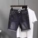 Men's Clothing Black Gray Denim Shorts Summer Style Scraped Slim Fitting High Street Trendy Five Point Pants_mkmklike.com