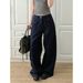 Blue Polka Dot Design Wide Leg Jeans American Style Women's Curved Pants Casual Floor Length Trousers 2026 New Fashion_mkmklike.com
