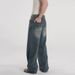 MYQ Washed Straight Jeans Men Summer Loose Vintage Long Korean Commuter Style Wide Leg Pants_mkmklike.com