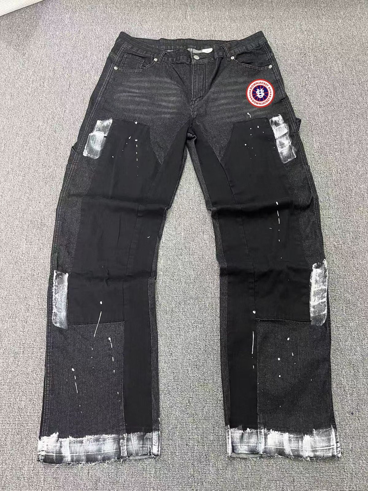 Men's Clothing European And American Men's Y2K Patchwork Painted Circular US Heat Transfer Fashion Straight Leg Jeans_mkmklike.com