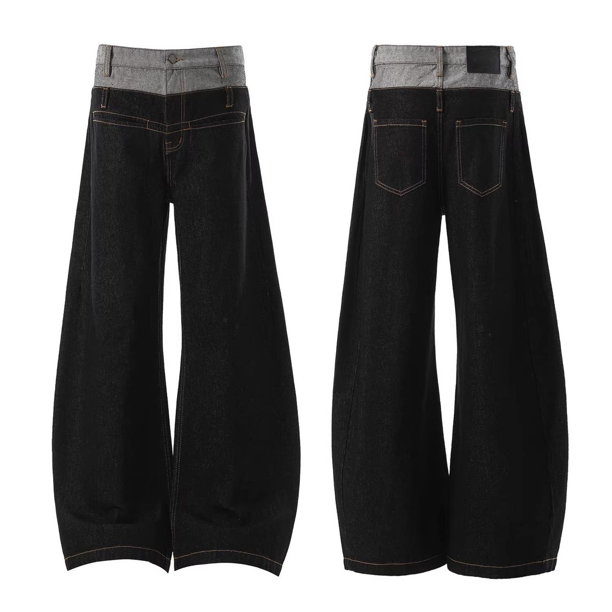 Vintage Inspired Patchwork Denim Jeans For Men - Retro Straight Leg Loose Fit Comfortable Cotton Pants_mkmklike.com