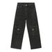 EF JEANS | 2023 European And American Street Multi-pocket Splicing Design Wide-leg Tooling Denim Trousers Straight Versatile_mkmklike.com