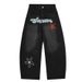 2025 New American Style Plaid Star Patch Embroidered Jeans Design Loose Casual Wide-Leg Pants_mkmklike.com