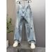 Men's Clothing Ice Blue Washed Denim Jeans Loose A-Line Wide Leg Men's Spring Summer American Style Cleanfit Vibe Trousers_mkmklike.com