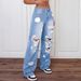 Women's Clothing Straight Versatile Loose Denim Trousers Distressed High-Waist Straight-Leg Loose Fit Women's Jeans - Blue & Grey, XS To 2XL_mkmklike.com