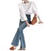 High-Waisted Flared Jeans For Women – Vintage Washed Denim With Metal Accents (Blue, Classic Fit)_mkmklike.com
