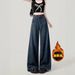ELLE Vintage Wide-Leg Jeans For Women, Autumn 2025 New Loose Fit, Slimming High-Waisted Straight-Leg Floor-Length Pants, Thin_mkmklike.com